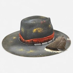 Ruediger Crimson - Handcrafted Burned Distressed Australian wool Fedora Hat